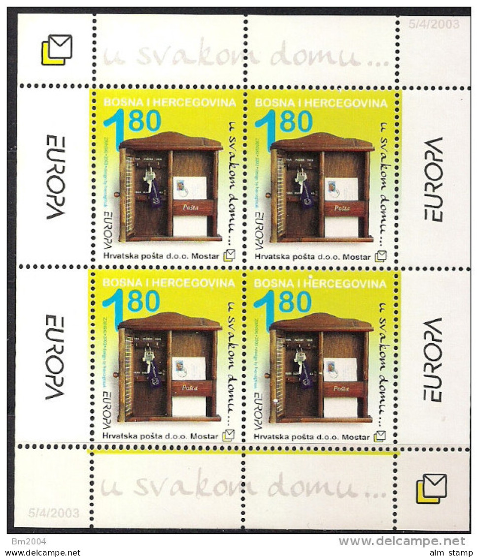 2003 Bosnien-Herzegowina  Kroat.  Herzeg Bosna ( Mostar)   Mi. Bl. 2**MNH  Europa - 2003