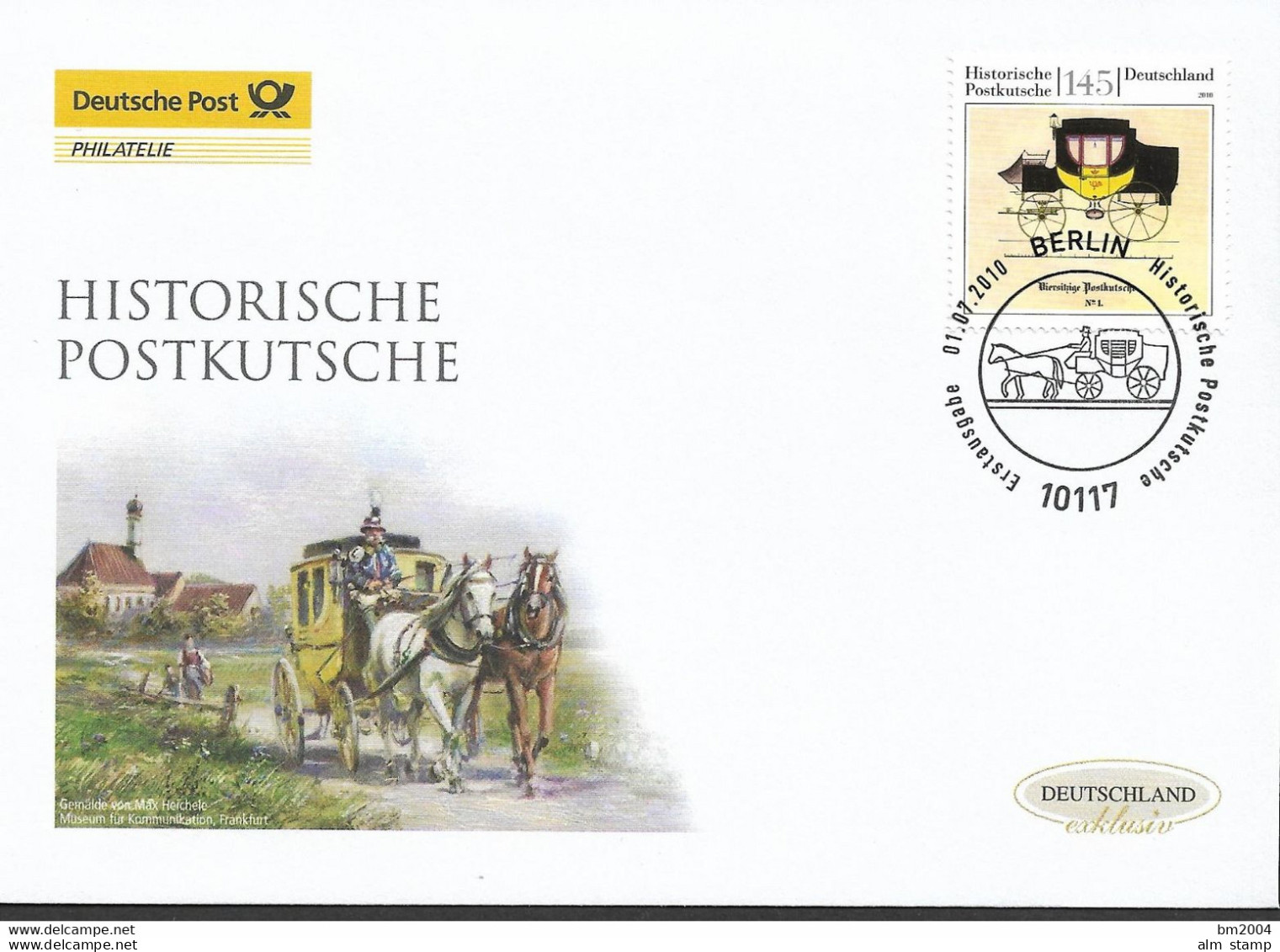 2010  Deutschland  Germany Mi. 2806 FDC . Historische Postkutsche   Viersitzige Postkutsche Nr. 1 (1858) - 2001-2010