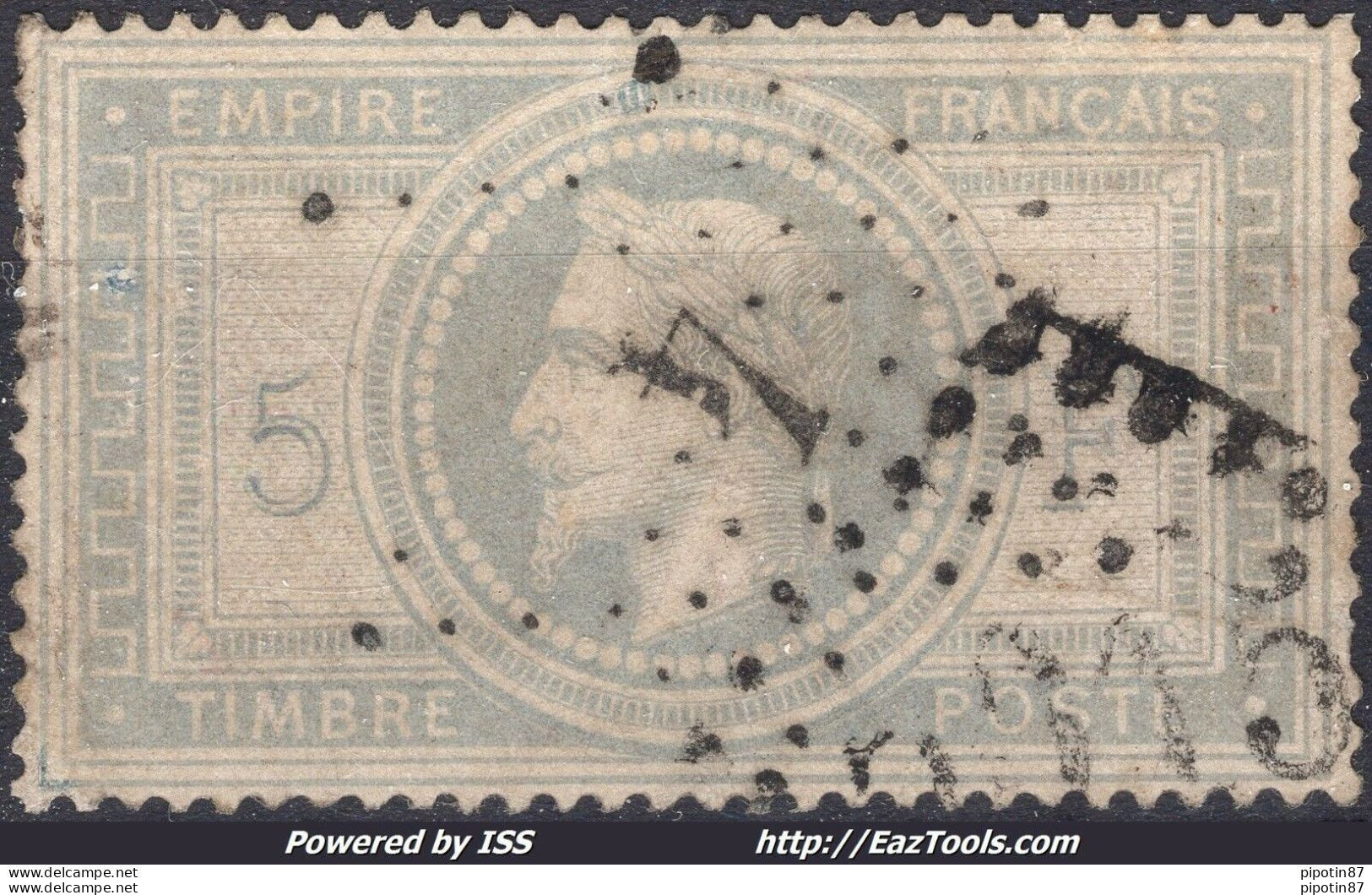 FRANCE EMPIRE 5Fr VIOLET GRIS N° 33 CACHET GC + ETOILE DE PARIS 4 A VOIR - 1863-1870 Napoleon III With Laurels