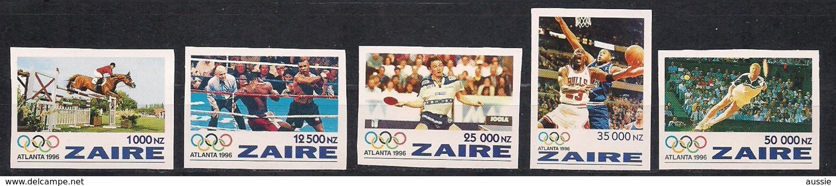 Zaire 1996 OCBnr. 1492-1496 ND Ongetand *** MNH   Cote 22,00 Euro Sport Jeux Olympiques Atlanta Olympische Spelen - Ungebraucht