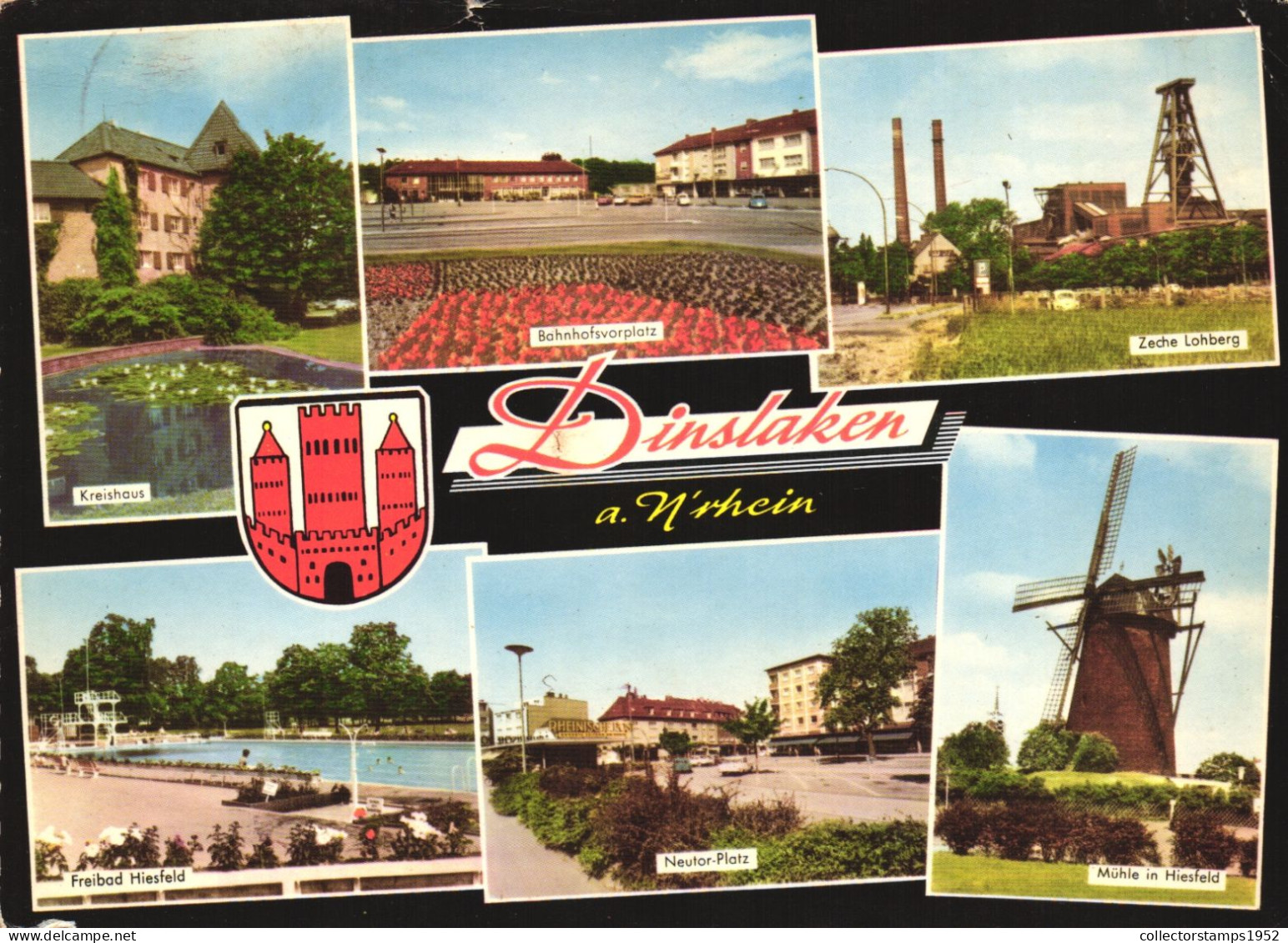 DINSLAKEN, MULTIPLE VIEWS, ARCHITECTURE, DUTCH WINDMILL, PARK, STRAND, EMBLEM, GERMANY - Dinslaken