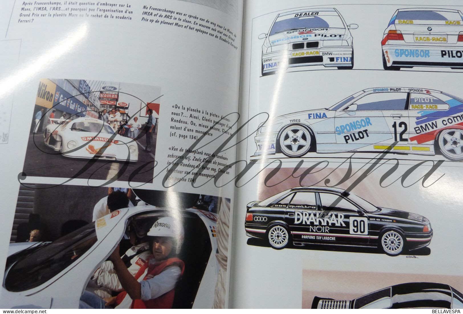 Clovis Dessine-moi un auto Illustrateur  Denis ASSELBERGHS  ferrari Senna Boutsen Audi Fina Martini Bastos Racing 24 h/u