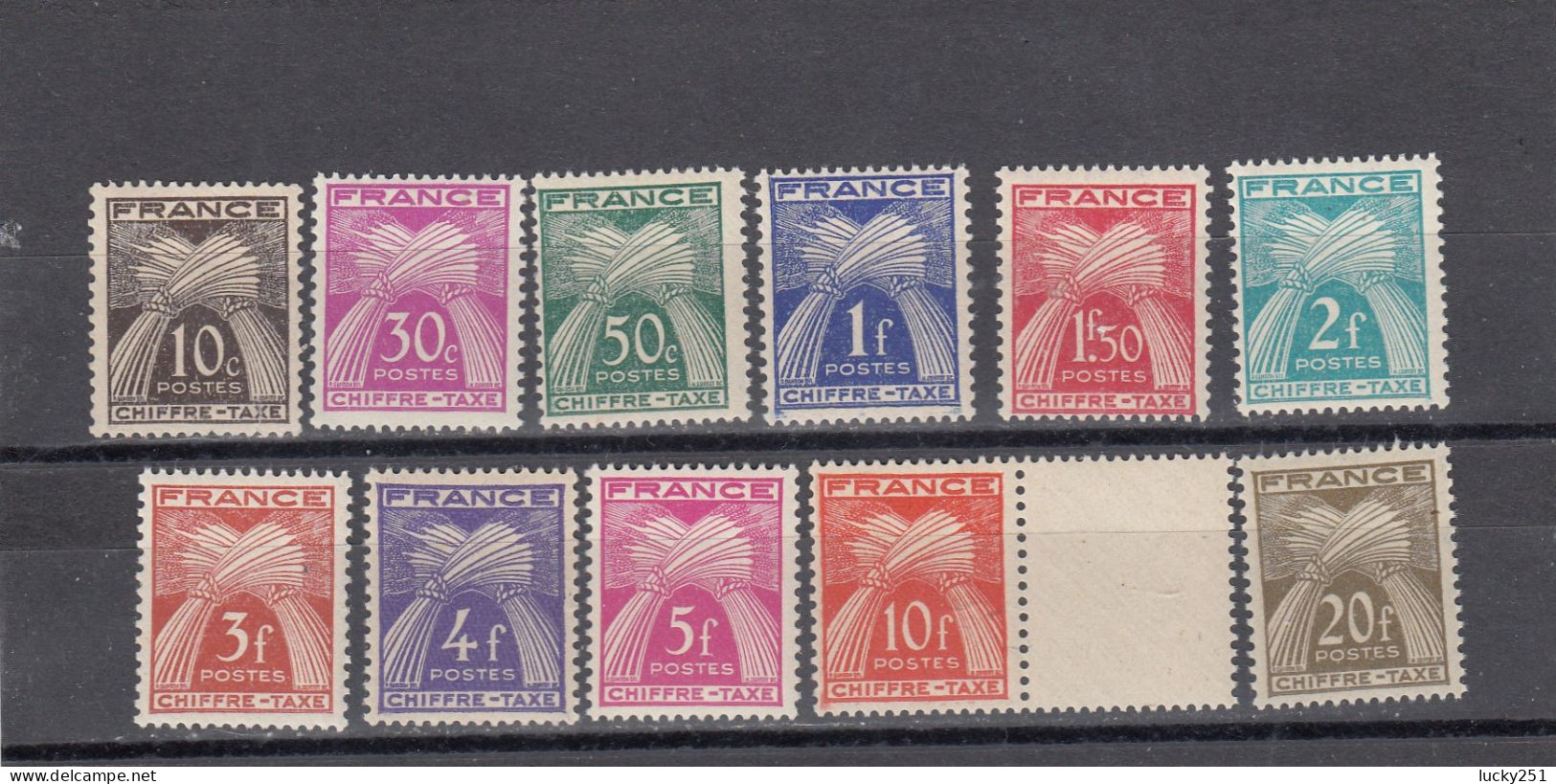 France - Année 1943/46 - Neuf** - Taxe - N°YT 67/77**  - Type Gerbes - 1859-1959 Postfris