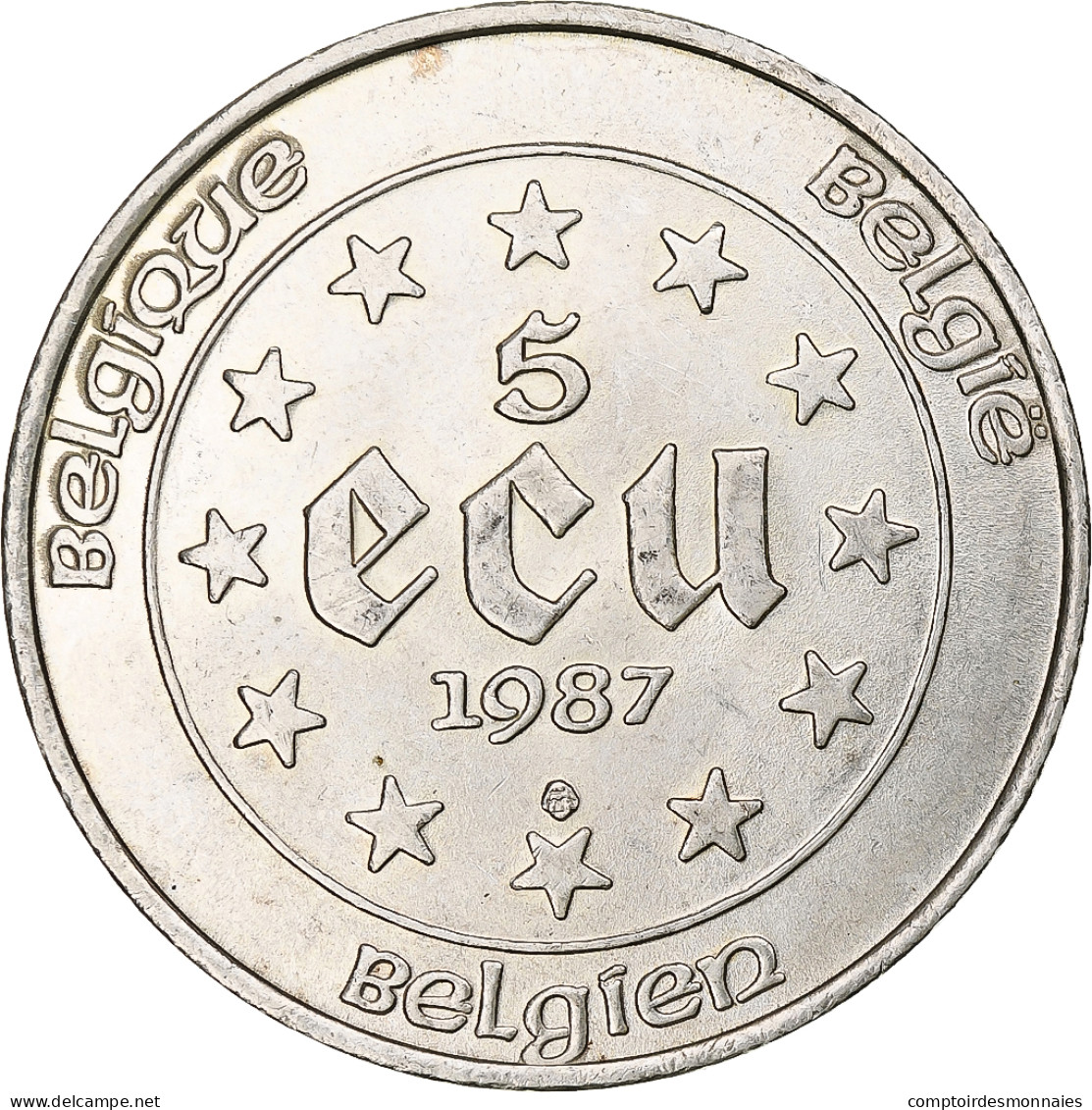 Monnaie, Belgique, 5 Ecu, 1987, SUP+, Argent, KM:166 - Ecu