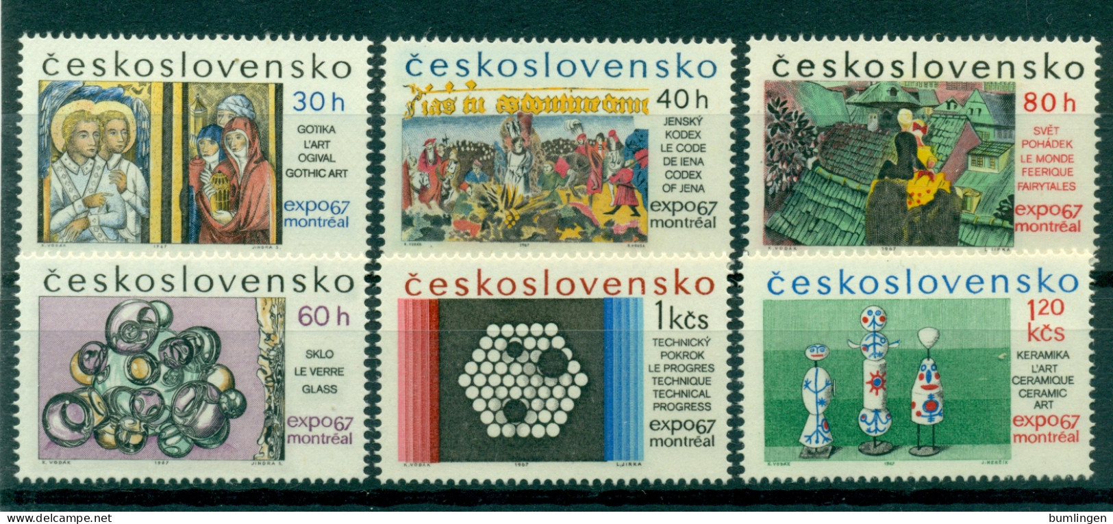 CZECHOSLOVAKIA 1967 Mi 1694-99** World Expo '67, Montreal [L3069] - 1967 – Montréal (Canada)