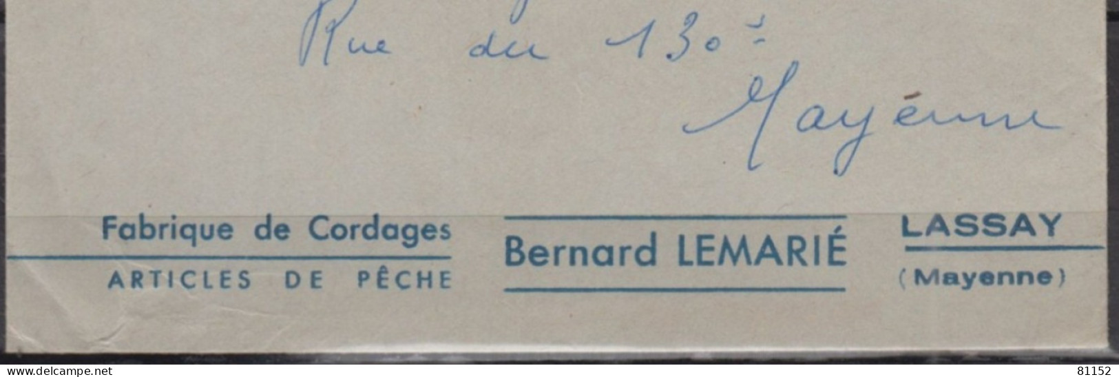 Mne De DECARIS 25c  Sur Lettre Pub " Fabrique De CORDAGES "   De  53 LASSAY   Le 30 6 1964  Pour 53 MAYENNE - 1960 Marianne De Decaris