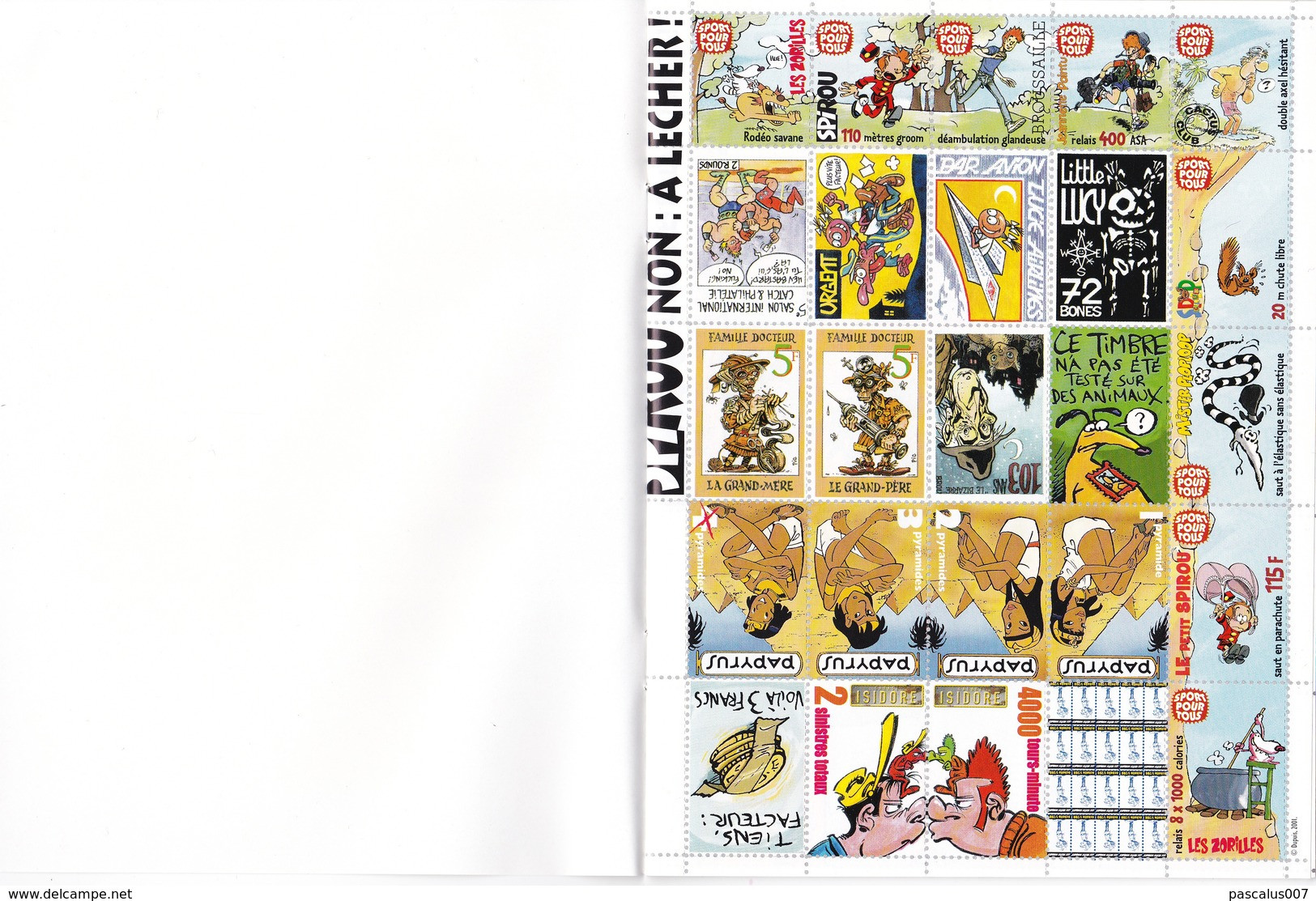 B01,0129 Belgique Feuille Bloc Vignettes 129      BD 196 Timbres   Dupuis 2001  -- Spirou Yoko Tsuno Et Plein D'autres - Non Classés