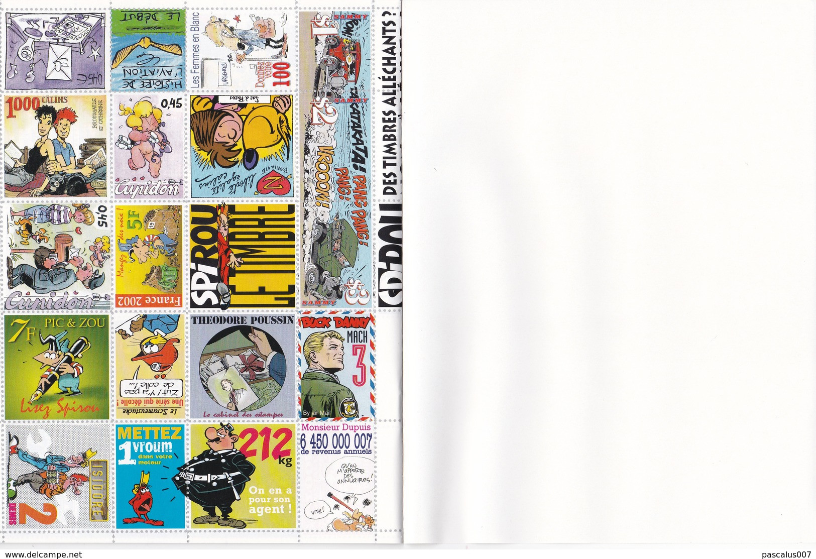 B01,0129 Belgique Feuille Bloc Vignettes 129      BD 196 Timbres   Dupuis 2001  -- Spirou Yoko Tsuno et plein d'autres