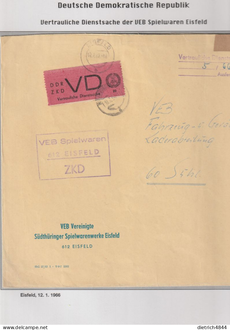 DDR - Vertrauliche Dienstsache - Grossbrief Mit Michel Nr. 2 - Service Central De Courrier