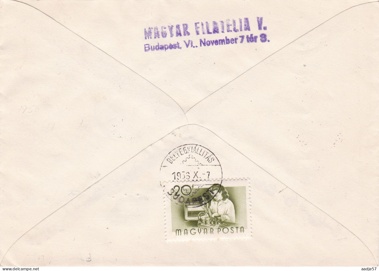 Hongarije, Hungary, Ungarn, Magyar ; 1956 First Day Cover Mi 1480-1 Composers F.Chopin F Liszt Music Pair Stamp Backside - FDC