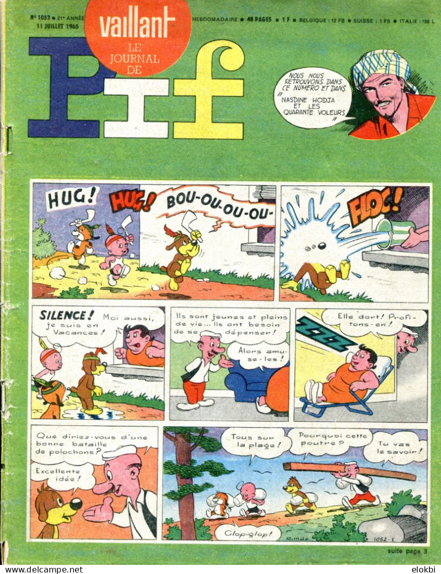 Vaillant Le Journal De Pif N°1052 Du 11 Juillet 1965 - Récit Complet De Nasdine Hodja - Vaillant