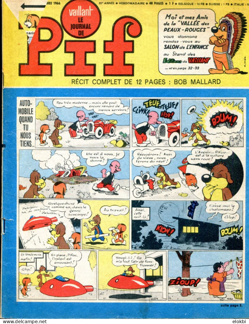Vaillant Le Journal De Pif N°1120 D'octobre 1966 - Récit Complet Des Bob Mallard Et Puchon - Vaillant