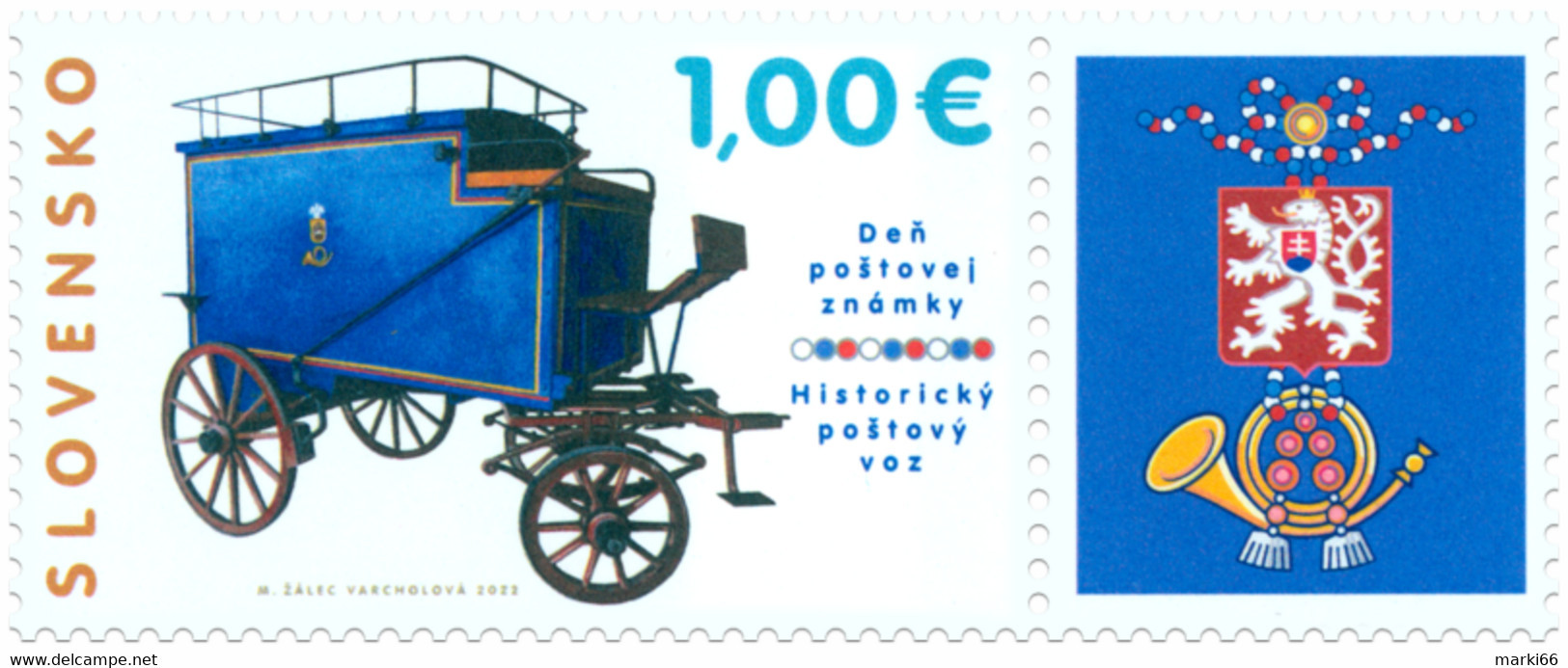 Slovakia - 2022 - Postage Stamp Day - Historical Mail Waggon - Mint Stamp With Coupon - Unused Stamps