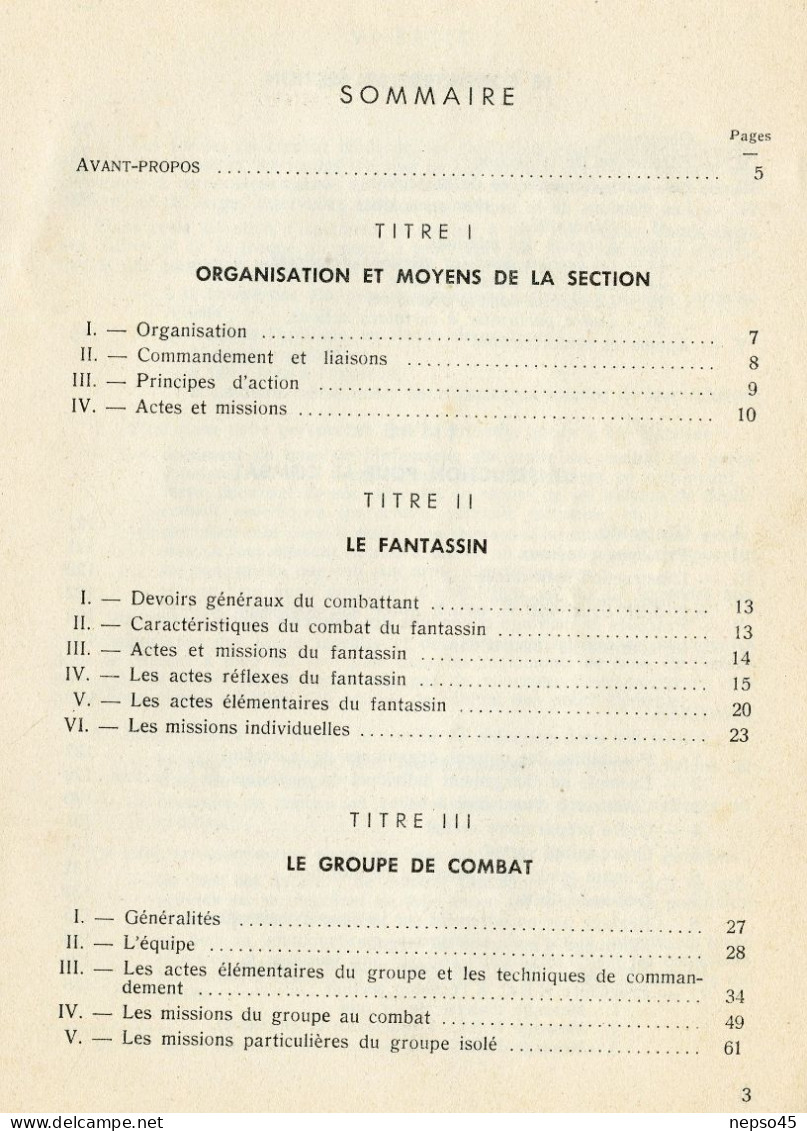 Notice Sur Le Combat à Pied De La Section De Grenadiers - Voltigeurs.édition 1972. - Français