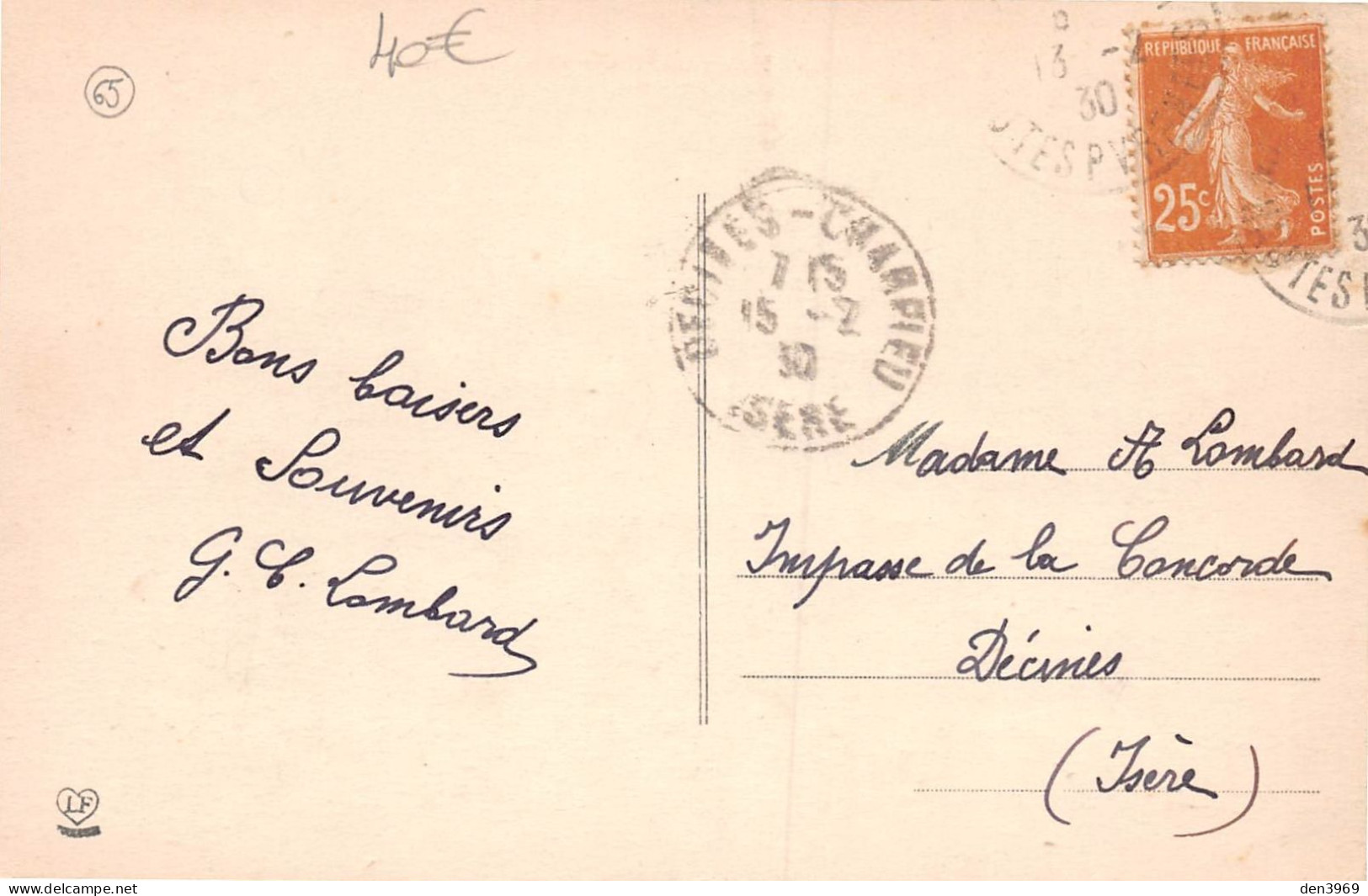 MAUBOURGUET (Hautes-Pyrénées) - Place Aux Grains - Attelage De Boeufs, Marché - Voyagé 1930 (2 Scans) Lombard à Décines - Maubourguet