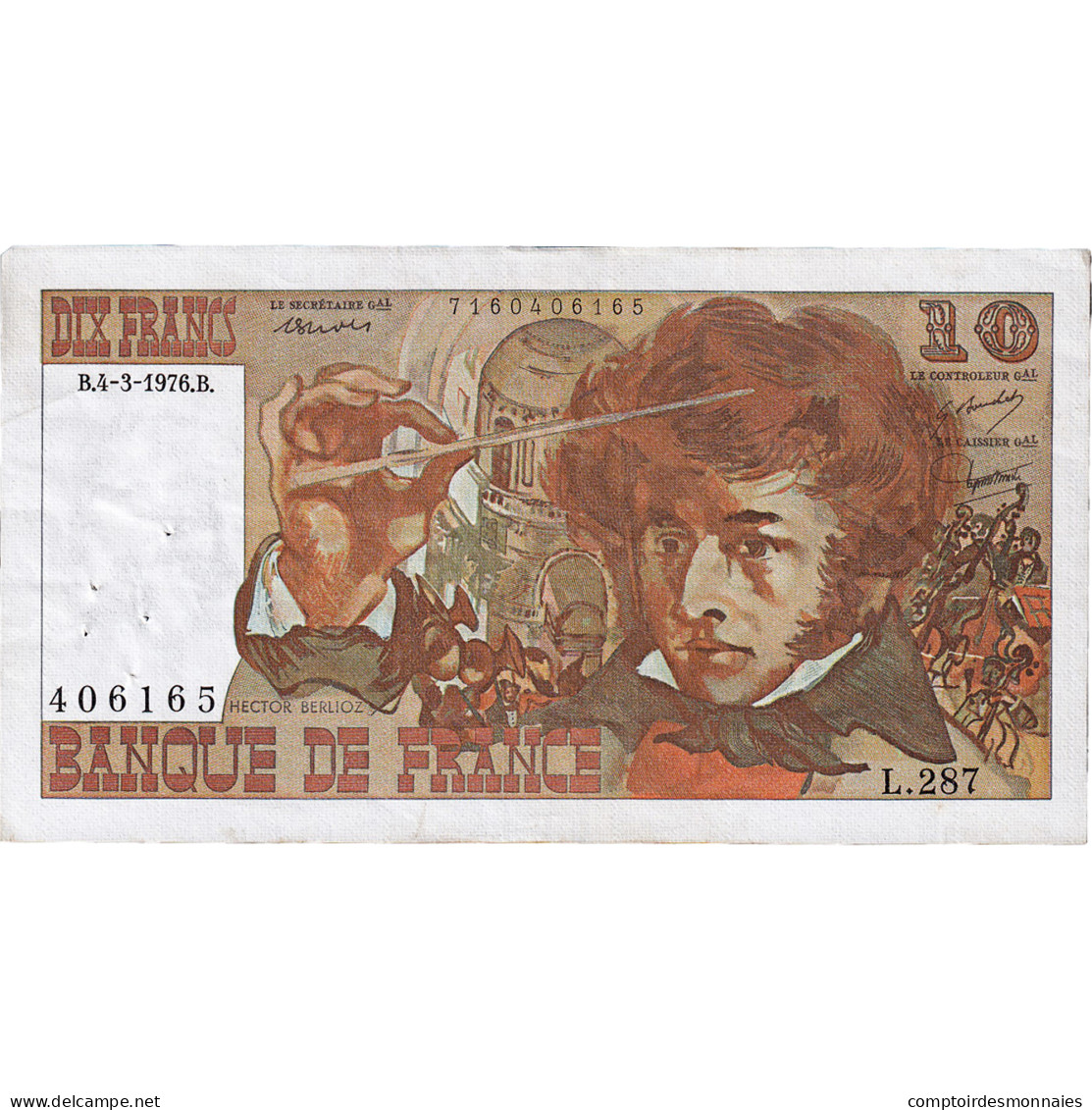 France, 10 Francs, Berlioz, 1976, L.287, TTB, Fayette:63.18, KM:150c - 10 F 1972-1978 ''Berlioz''