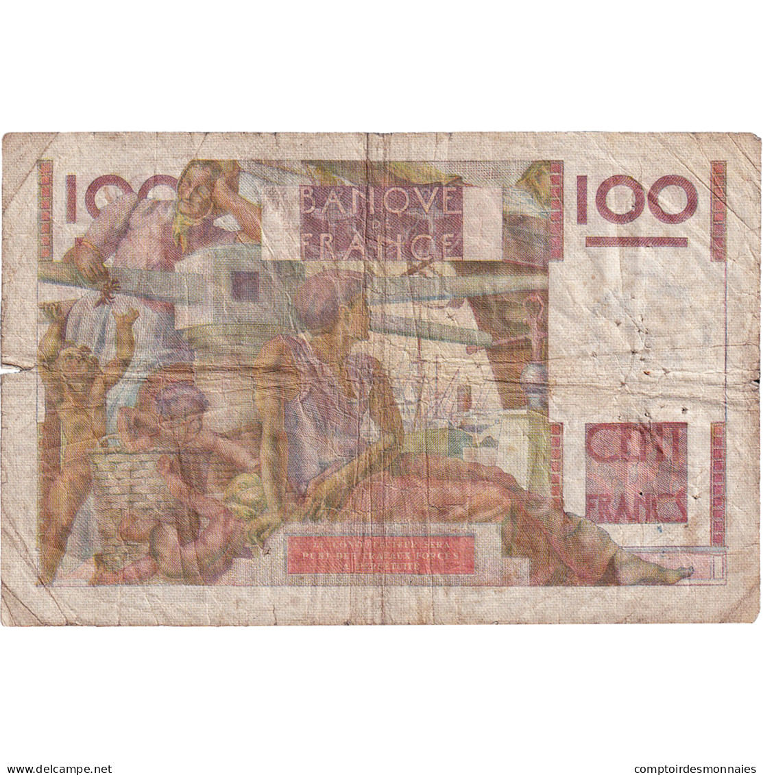 France, 100 Francs, Jeune Paysan, 1954, X.593, TB, Fayette:28.43, KM:128d - 100 F 1945-1954 ''Jeune Paysan''