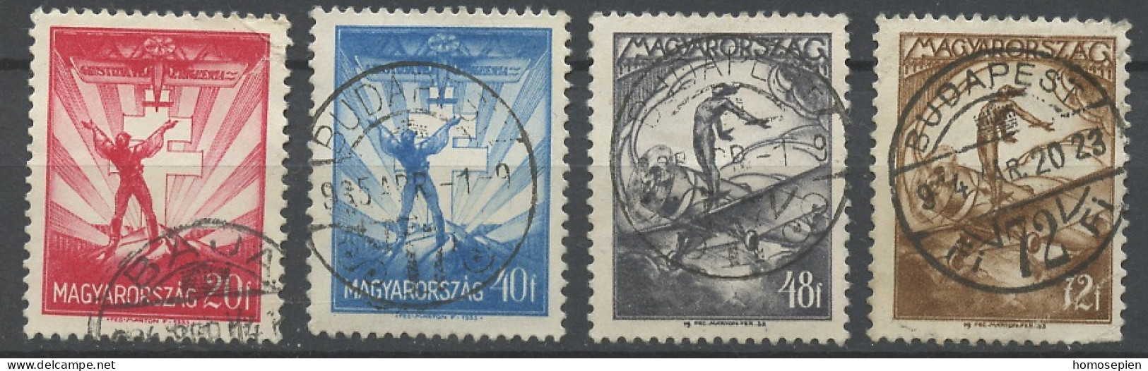 Hongrie - Hungary - Ungarn Poste Aérienne 1933 Y&T N°PA28 à 31 - Michel N°F504 à 507 (o) - Image Symbolique Du Vol - Usado