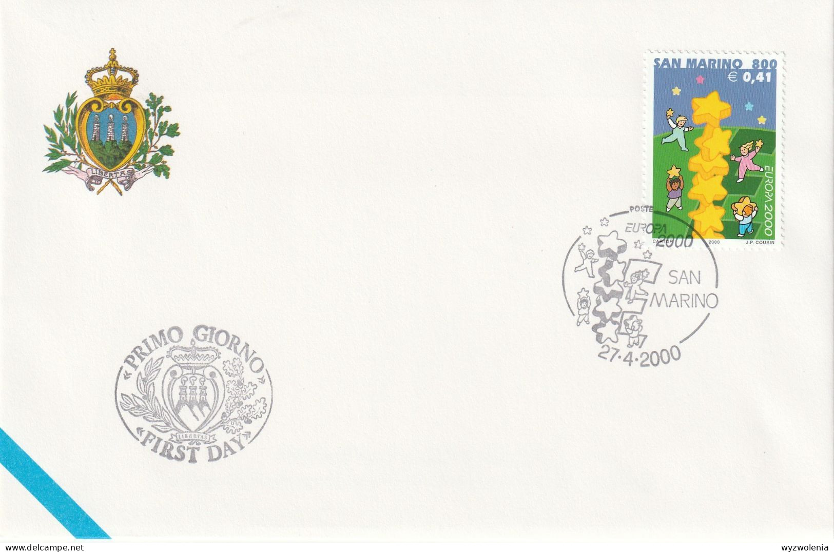 E 676) San Marino 2000 Mi# 1883 FDC: EUROPA, Kinder Bauen Sternenturm - 2000