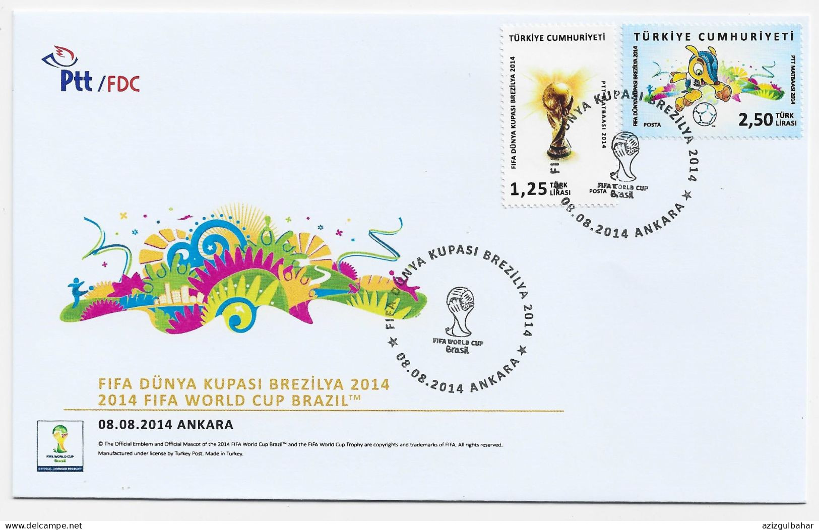 2014 - FIFA WORLD CHAMPIONSHIP WORLD CUP BRAZIL  - FDC - Brieven En Documenten