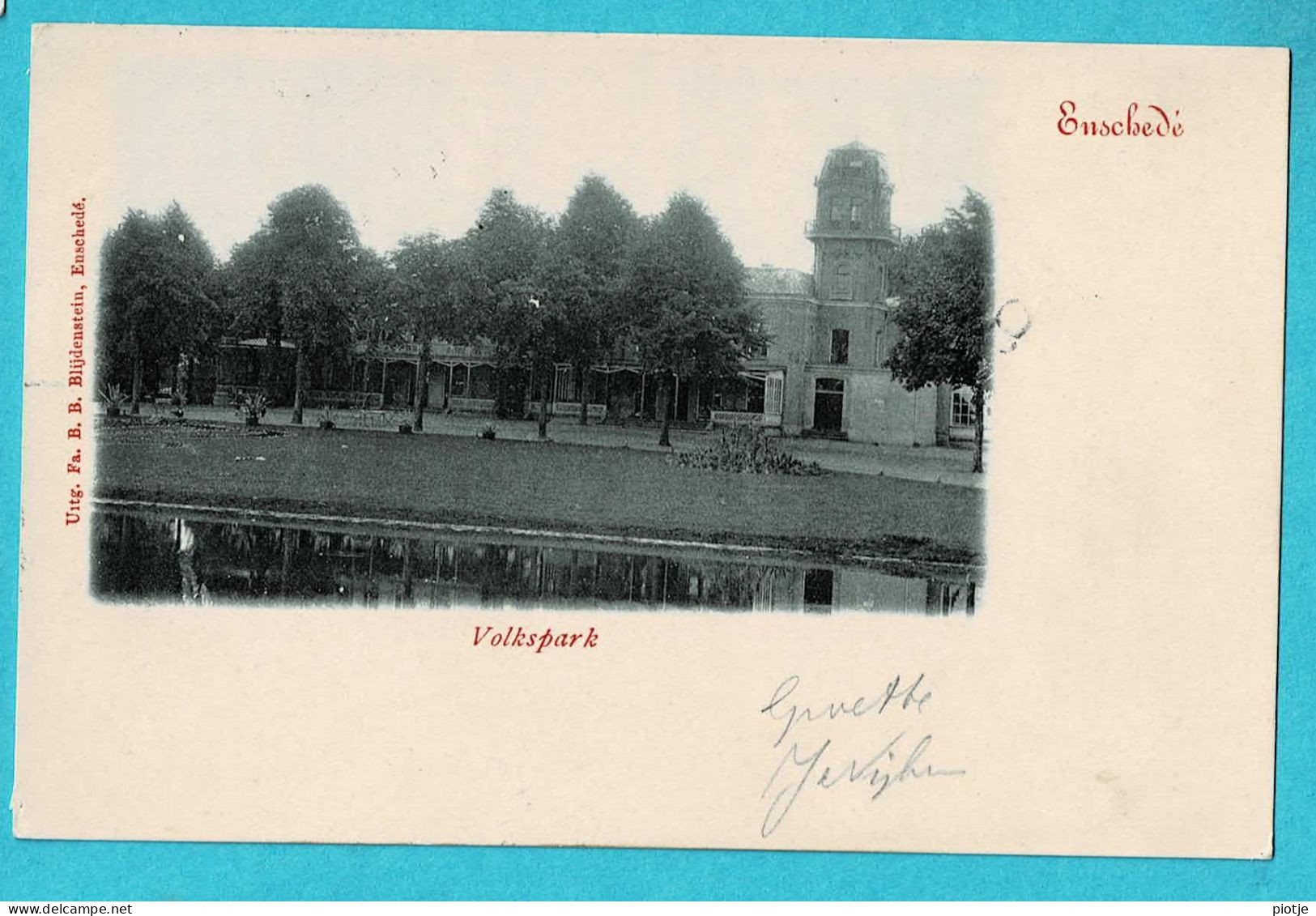 * Enschede (Overijssel - Nederland) * (Uitg Fa. B.B. Blijdenstein) Volkspark, Parc, étang, Vijver, Old, Unique, Rare - Enschede