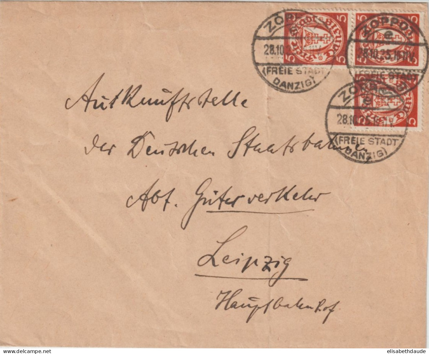 DANZIG - 1925 - ENVELOPPE De ZOPPOT => LEIPZIG - Lettres & Documents