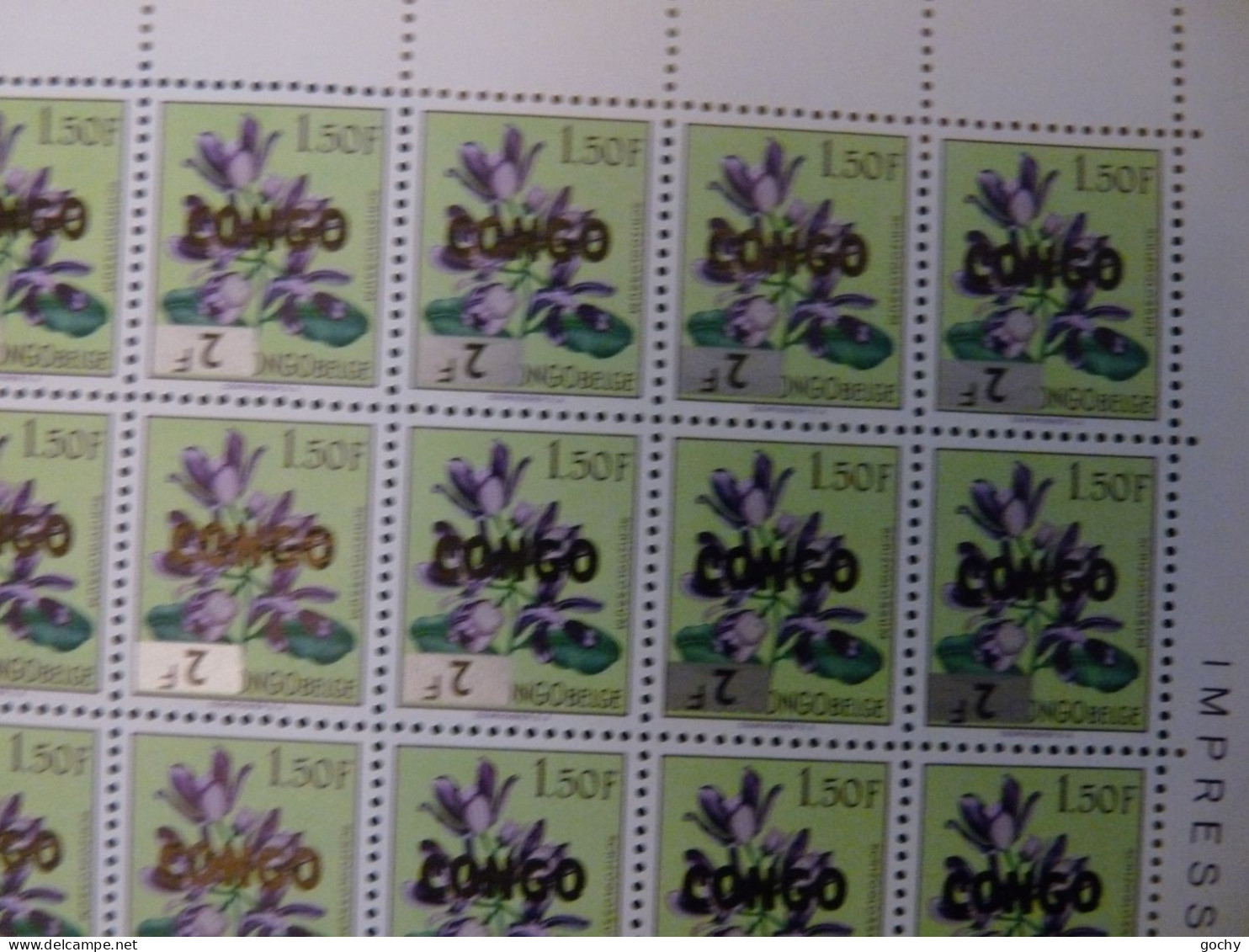 Congo 1964 : N° 534 - CU  ** ; CAT : + 500,00€    Feuille De 100 Surch. Renversée - Unused Stamps