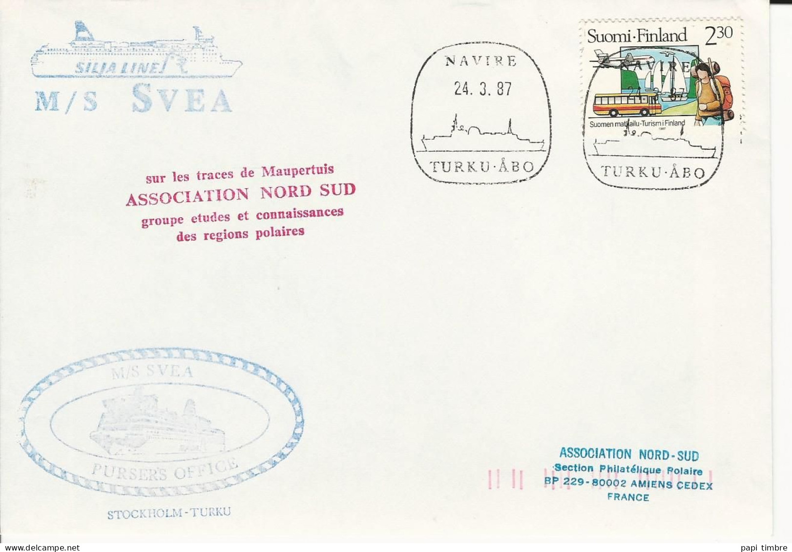 FINLANDE - Association Nord-Sud - M/S SVEA - Navire TURKU-ÂBO - 1987 - Research Programs