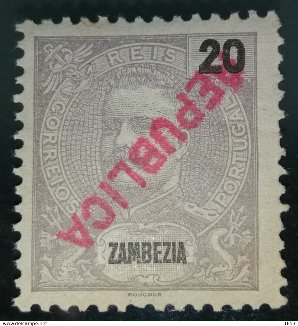 ZAMBÉZIA - D.CARLOS I COM SOBRECARGA "REPÚBLICA" INVERTIDA - Zambezië