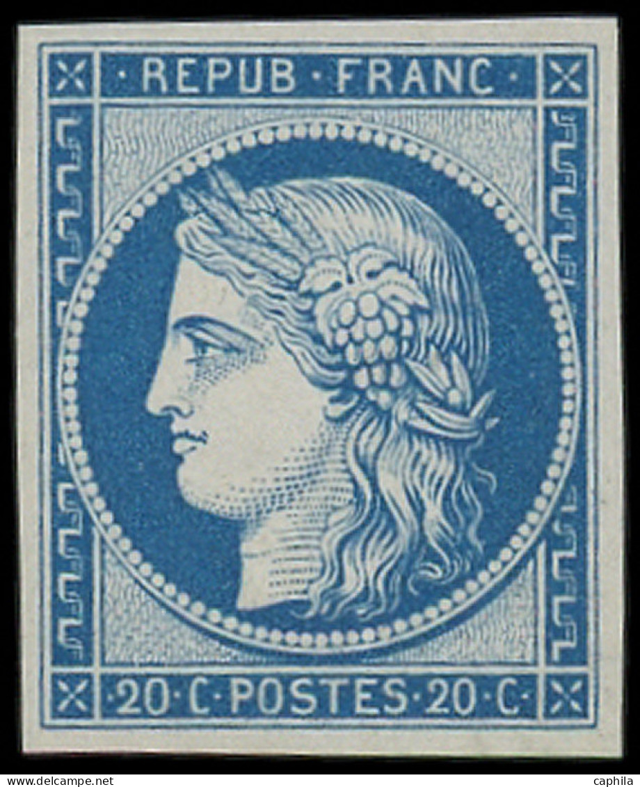 ** FRANCE - Poste - 8f, Réimpression De 1862, Signé: 20c. Bleu - 1849-1850 Ceres