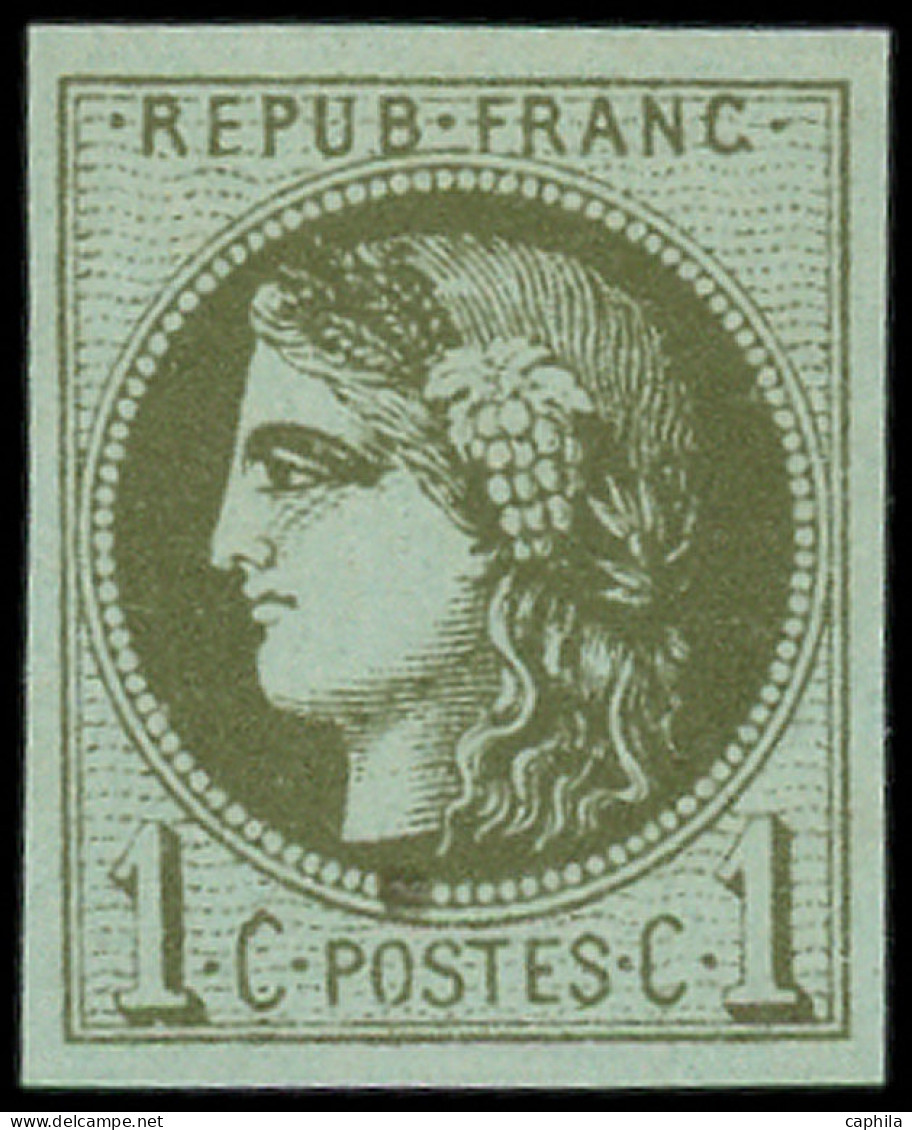 ** FRANCE - Poste - 39Ca, Report 3, Signé Scheller (point De Couleur D'origine): 1c. Olive Clair - 1870 Ausgabe Bordeaux