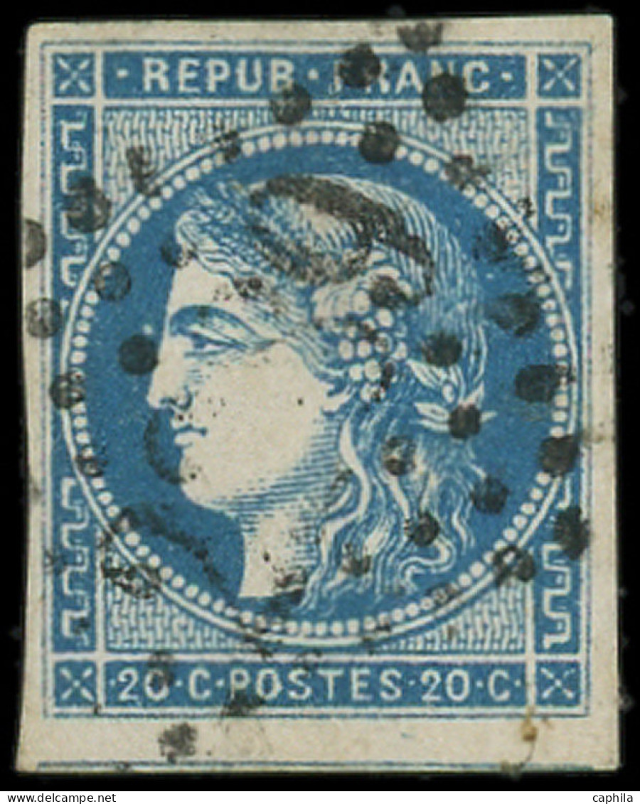 O FRANCE - Poste - 45Aa, Type II Report 1, Obl GC: 20c. Bleu Foncé - 1870 Ausgabe Bordeaux