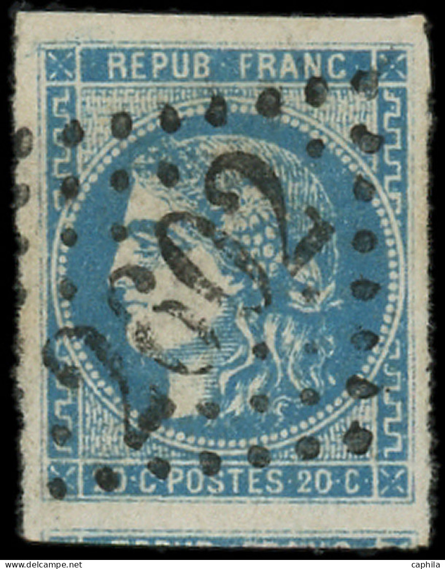 O FRANCE - Poste - 46A, Type III Report 1, Obl GC 2602: 20c. Bleu - 1870 Ausgabe Bordeaux