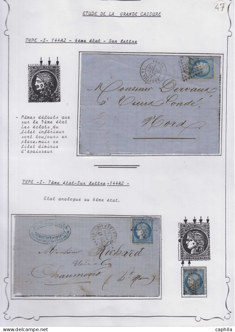 LOT FRANCE - Poste - 60, étude Sur Détachés Multiples, Lettres, Dont "grande Cassure", à étudier - 1871-1875 Ceres