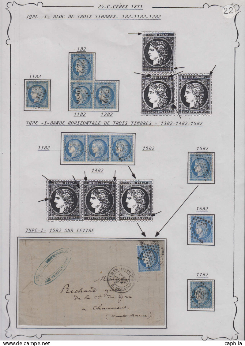 LOT FRANCE - Poste - 60, étude sur détachés multiples, lettres, dont "grande cassure", à étudier