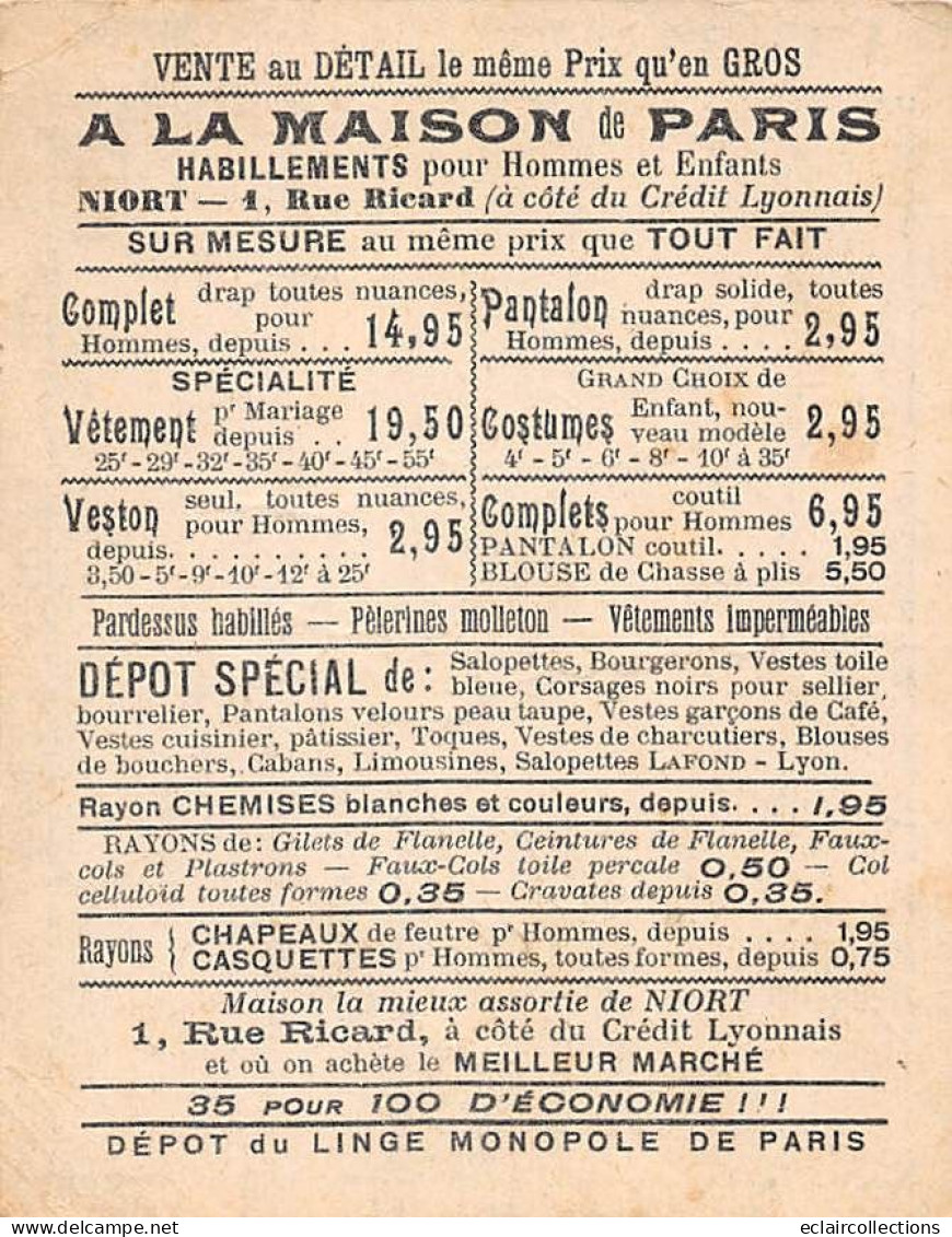 Image        49         Devinette  .Maison De Paris  Niort.   Où Est L'Ogresse ?  11x8.5    (voir Scan) - Sonstige & Ohne Zuordnung