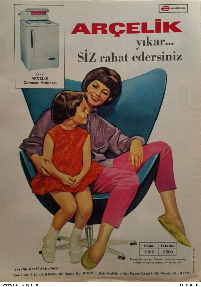 WASHING MACHINE ADVERTISING/ ARÇELİK WASHES, YOU WILL BE COMFORTABLE. 1966 - Sonstige & Ohne Zuordnung
