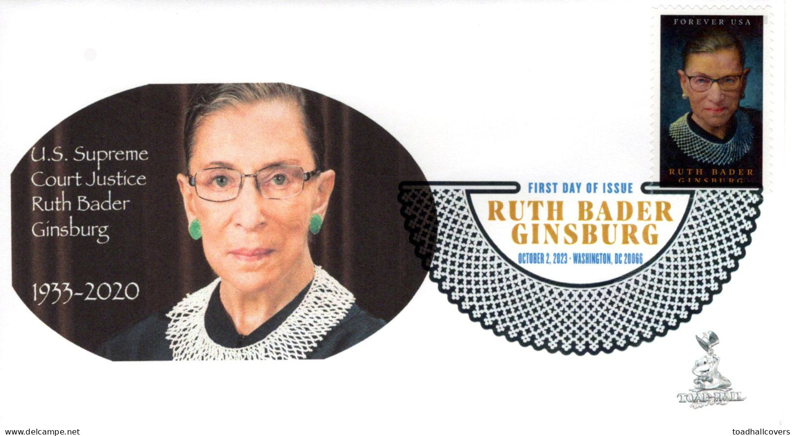 Ruth Bader Ginsburg (2023) First Day Cover, With Digital Color Pictorial (DCP) Postmark From Washington, D.C. - 2011-...