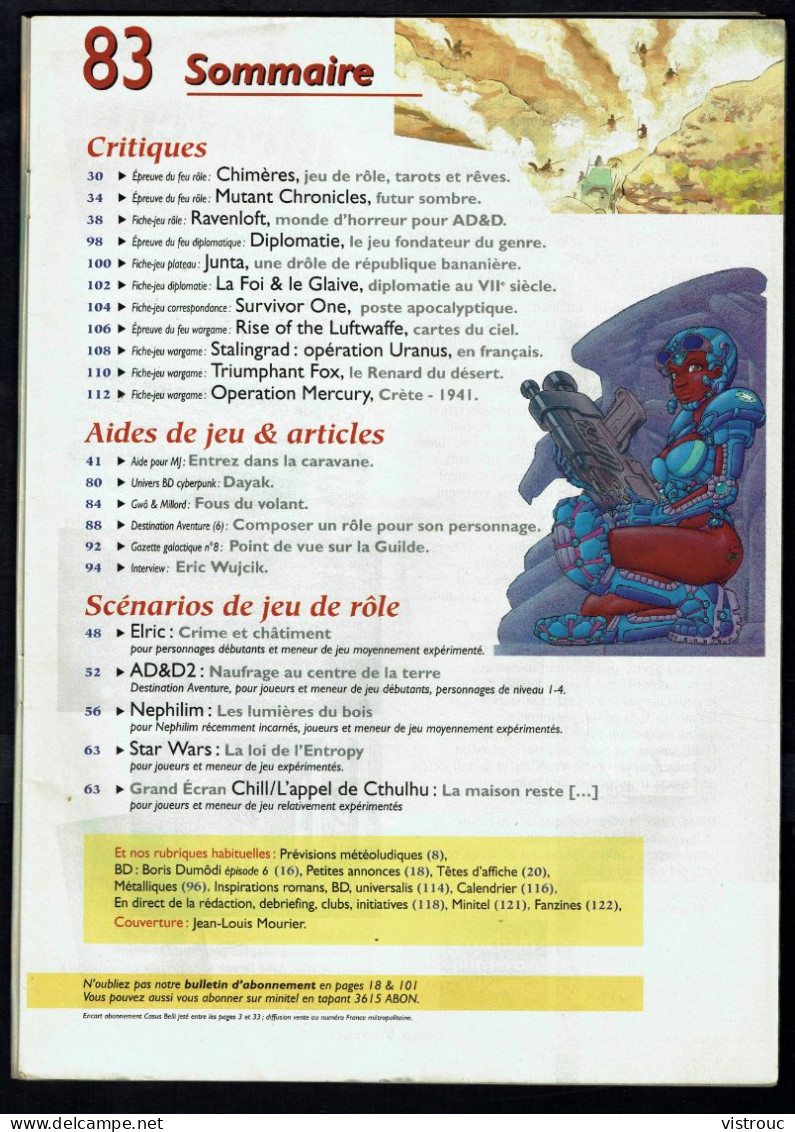 "CASUS BELLI" N° 83 - Oct-Nov 1994 - EXCELSIOR Publications S.A. - Paris - Sommaire En Scan 2.. - Plays Of Role