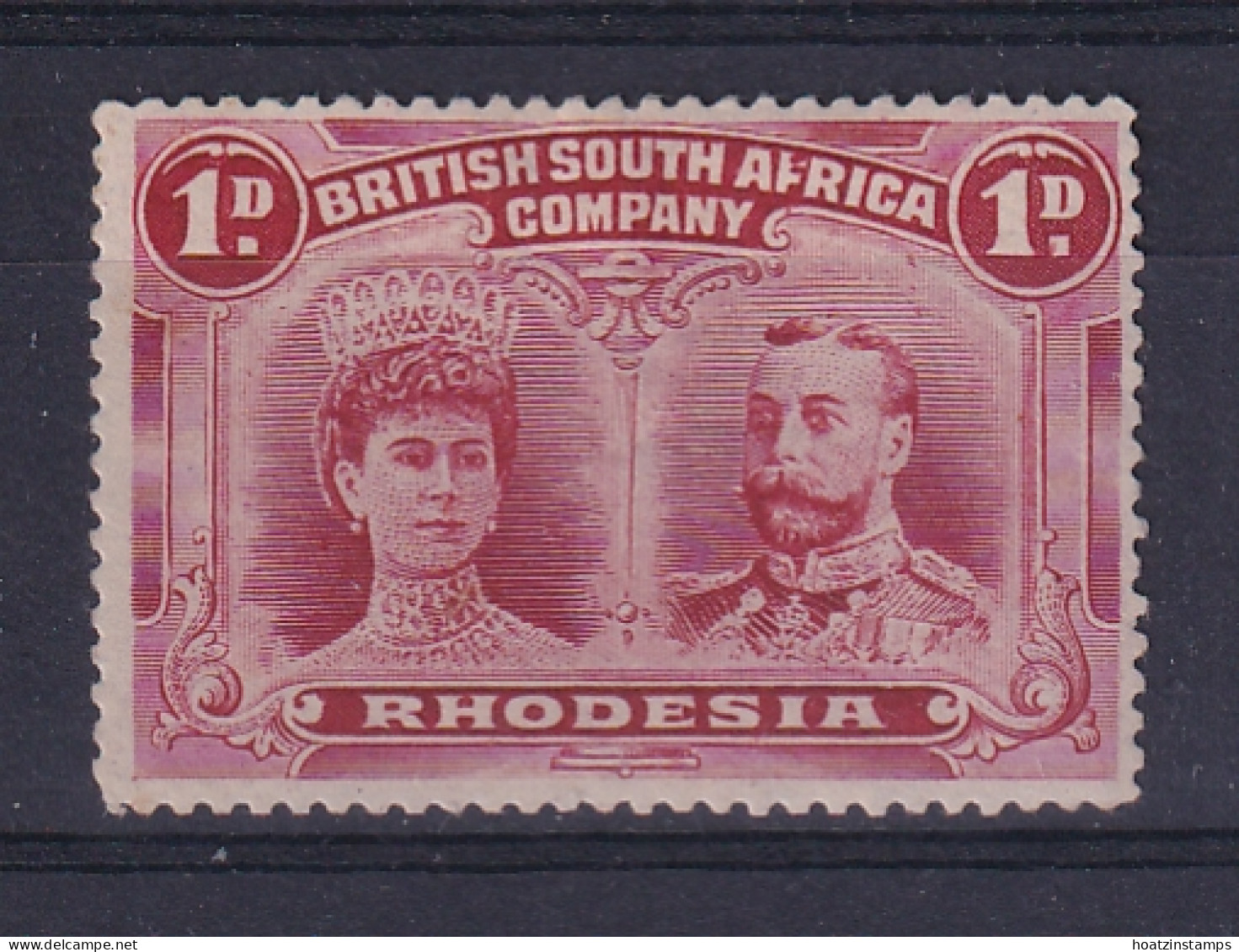 Rhodesia - BSAC: 1910/13   Double Head    SG170    1d    Carmine  [Perf: 15]    MH - Sonstige & Ohne Zuordnung