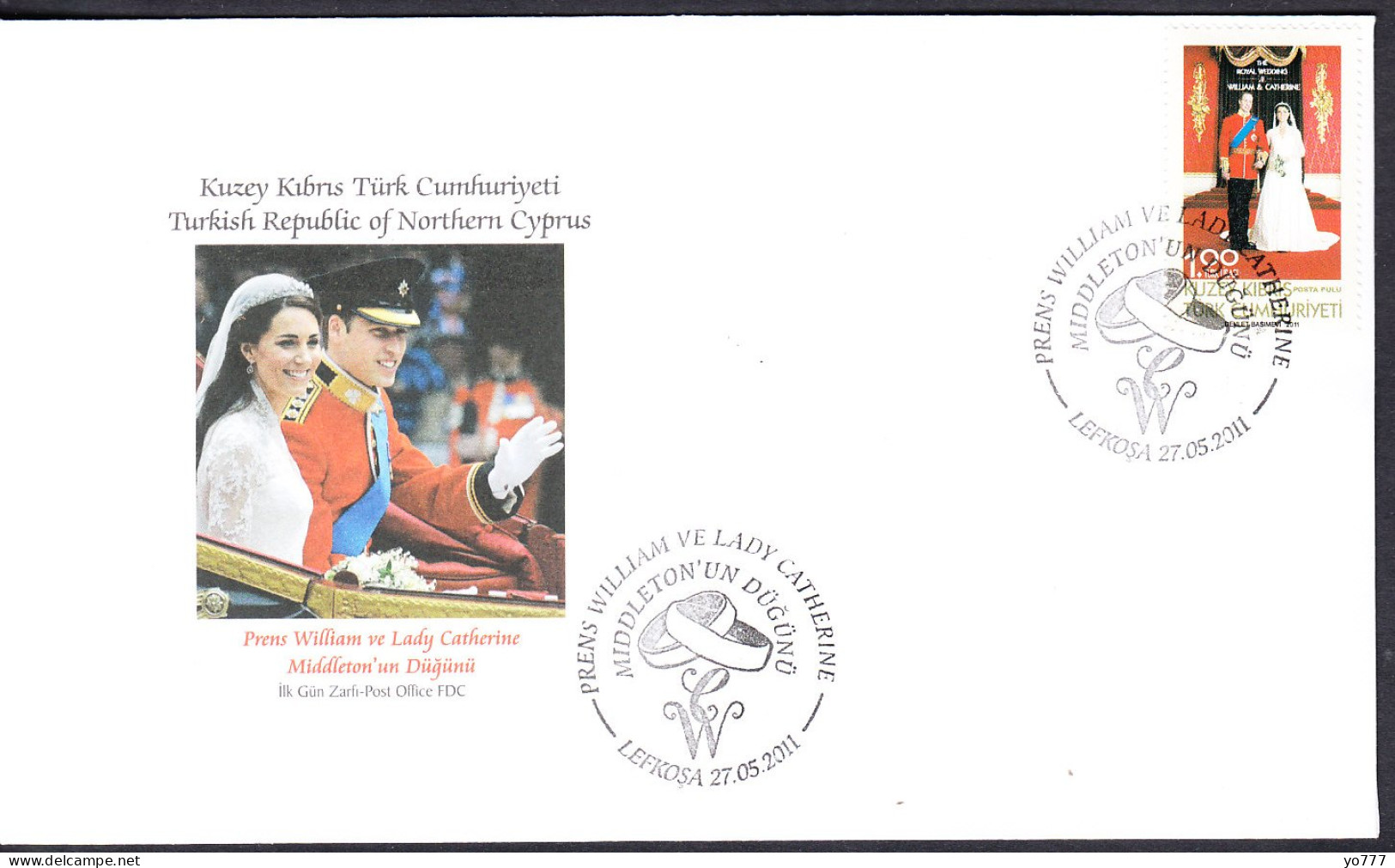 KK-276 NORTHERN CYPRUS WILLIAM AND CATHERINE MIDDLETON WEDDING F.D.C. - Cartas & Documentos