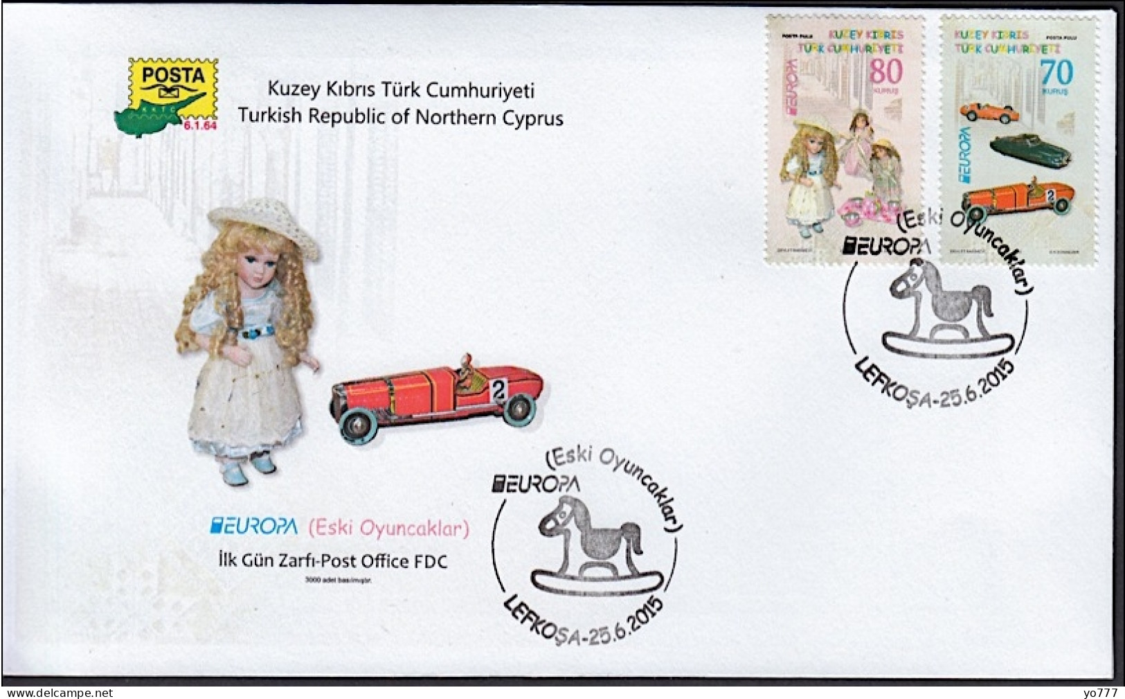 KK-597 NORTHERN CYPRUS EUROPA OLD TOYS STAMPS F.D.C. - Brieven En Documenten