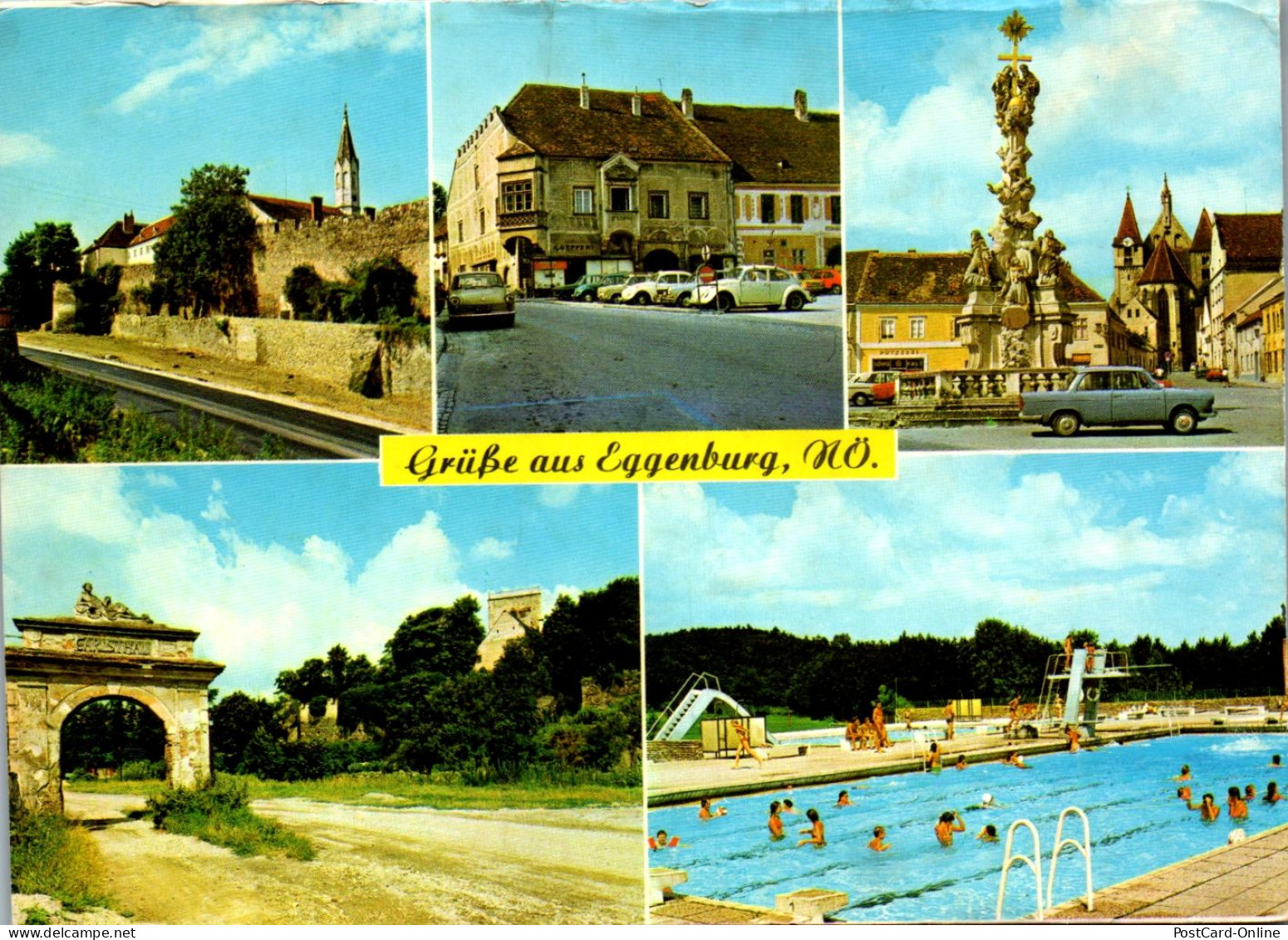 45489 - Niederösterreich - Eggenburg , Schwimmbad , Freibad , Sgraffitihaus , Alte Burg , Mehrbildkarte - N. Gelaufen  - Eggenburg