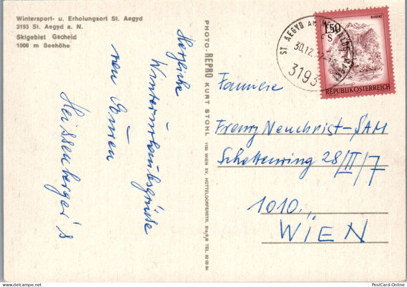 45260 - Niederösterreich - St. Aegyd A. N. , Skigebiet Gscheid , Mehrbildkarte - Gelaufen 1977 - Lilienfeld