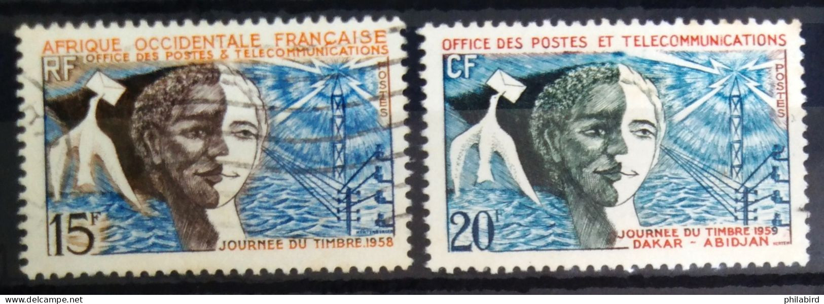 A.O F                      N° 66 + N° 75                       OBLITERE - Used Stamps