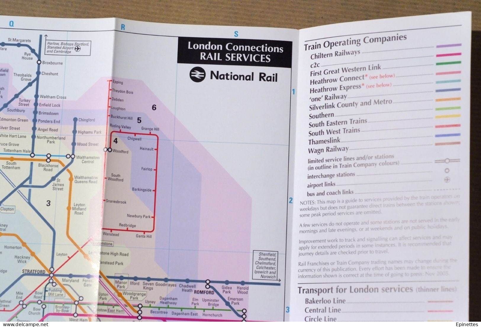 Plan Dépliant, Métro Londres + Transports Régionaux 2006 Rail & Underground Services, Connections, London & South-East - Europa