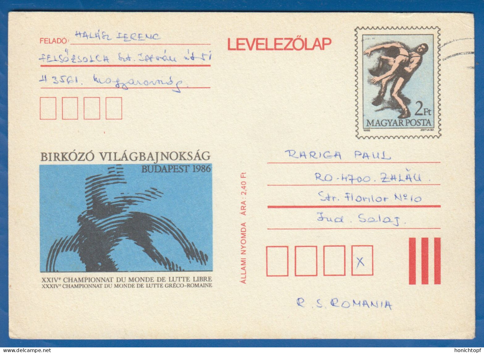 Ungarn; PC Levelezö Lap 2 Ft; Ringen; 1986 Budapest; Sport - Lotta