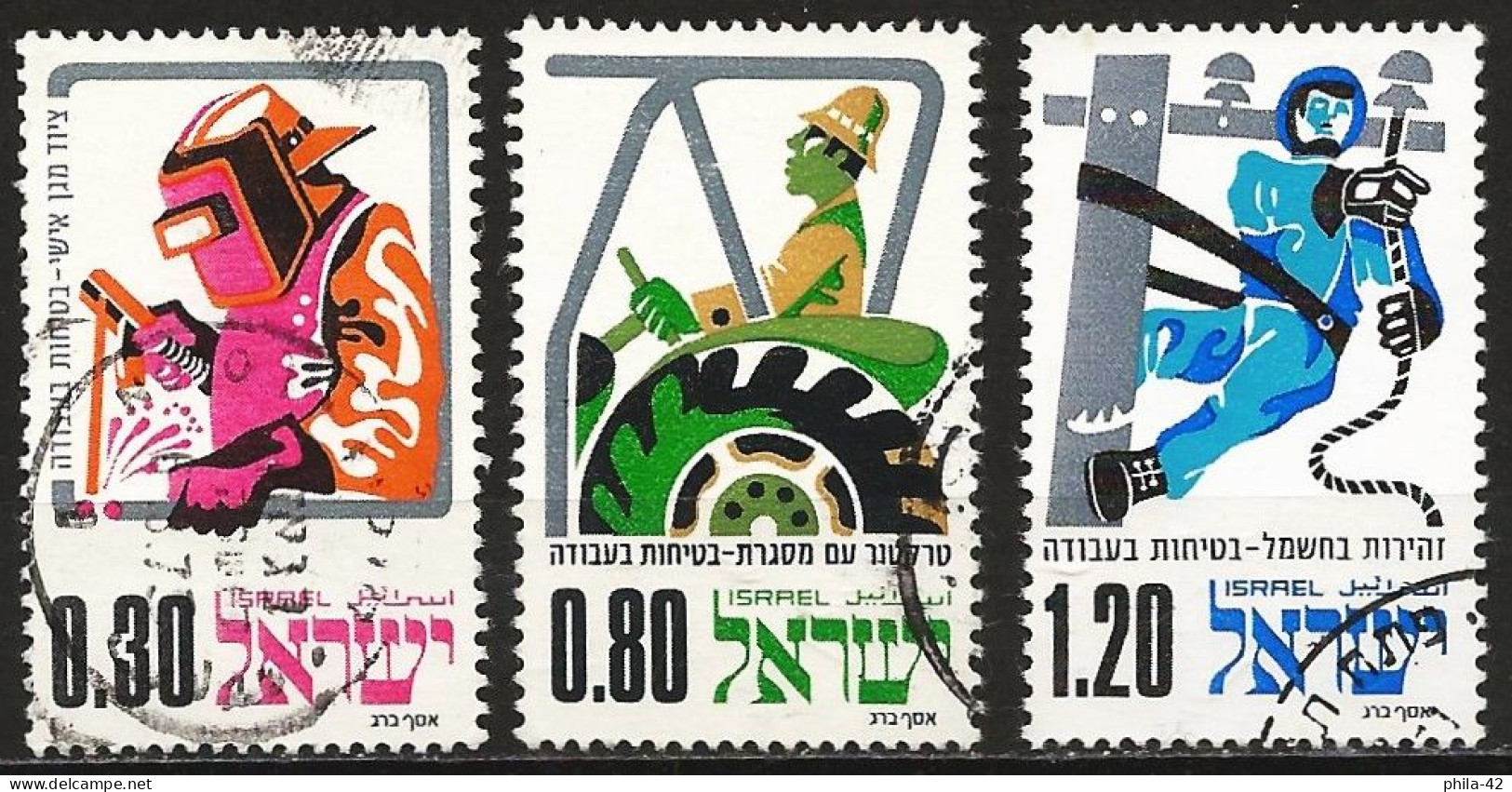 Israel 1975 - Mi 626/28 - YT 563/65 ( Safety At Work ) - Used Stamps (without Tabs)