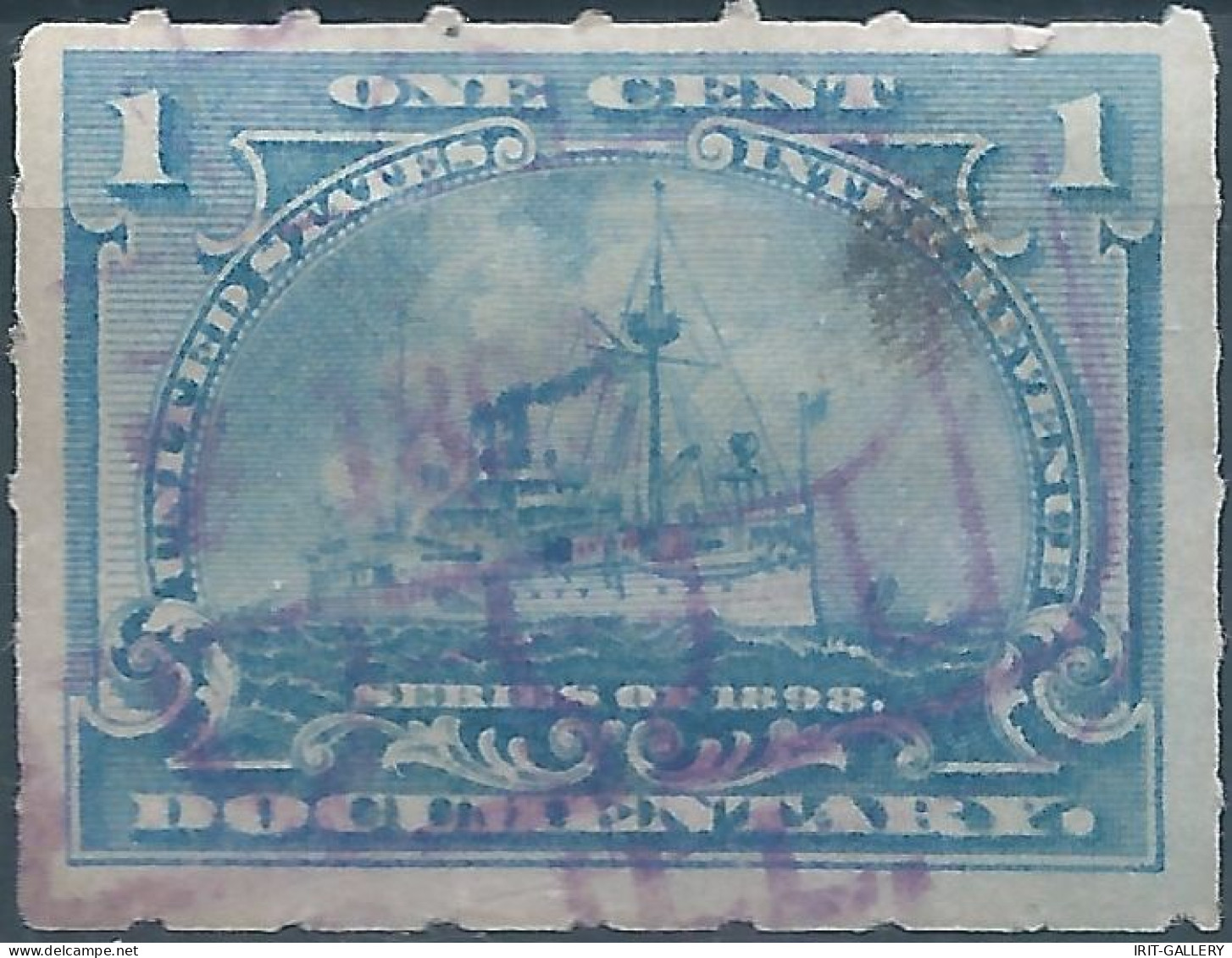Stati Uniti D'america,United States,U.S.A,1898 Revenue Stamps Internal DOCUMENTARY,1cent,Used - Fiscaux