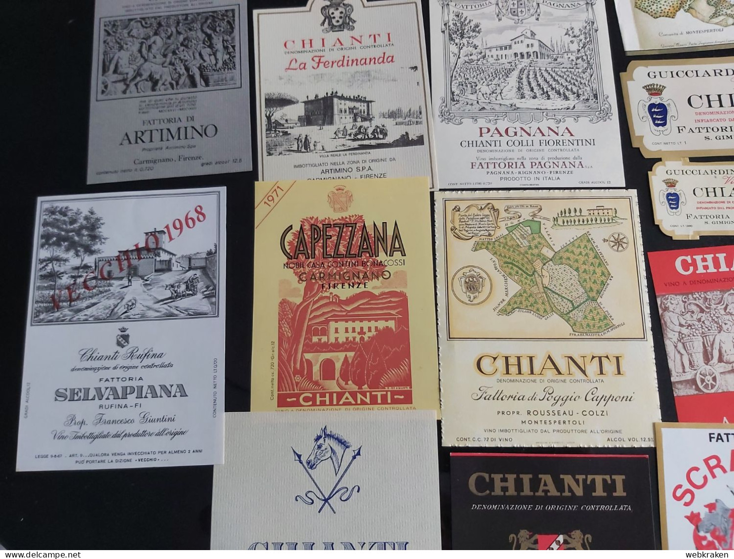 LOTTO ETICHETTE VINO CHIANTI ITALIANE ITALIAN CHIANTI WINE LABELS - Lots & Sammlungen